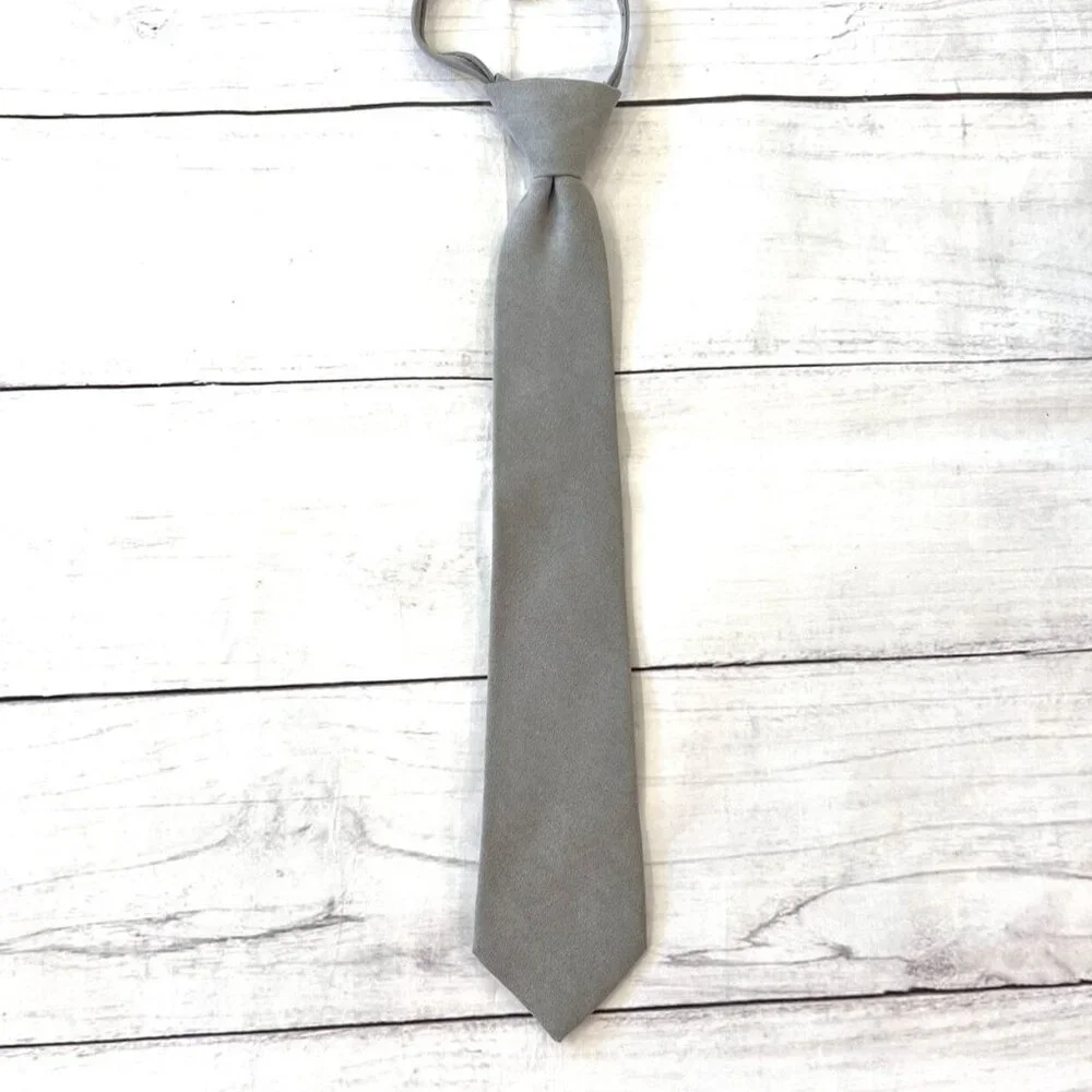 🆕NWT Joseph Lee Kids Suede Gray Zipper Tie